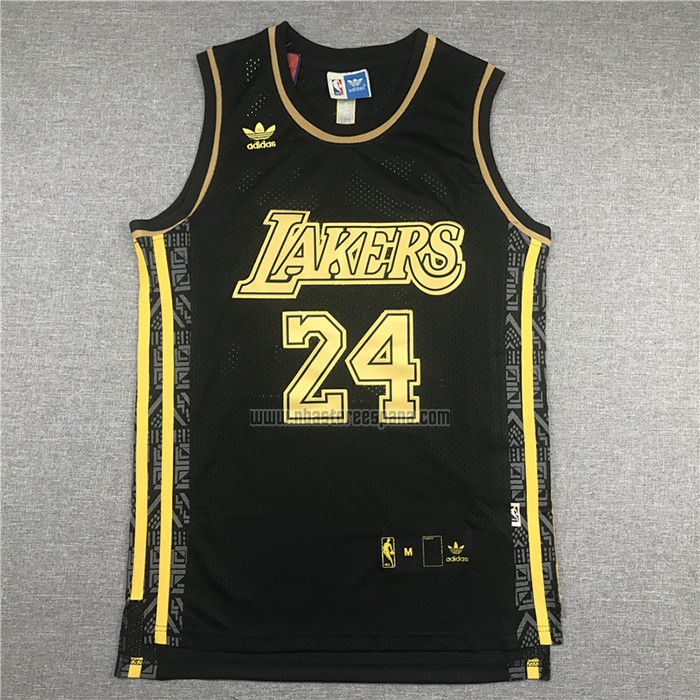 Camiseta Los Angeles Lakers Kobe Bryant NO 24 Retro Oro Negro